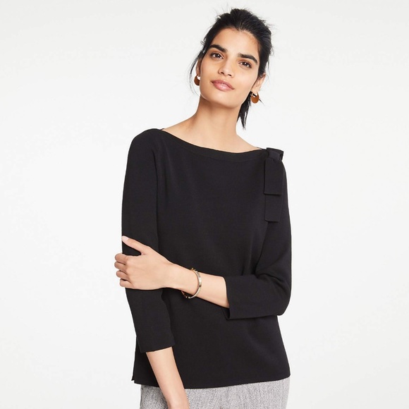 Shoulder Bow Boatneck Sweater 